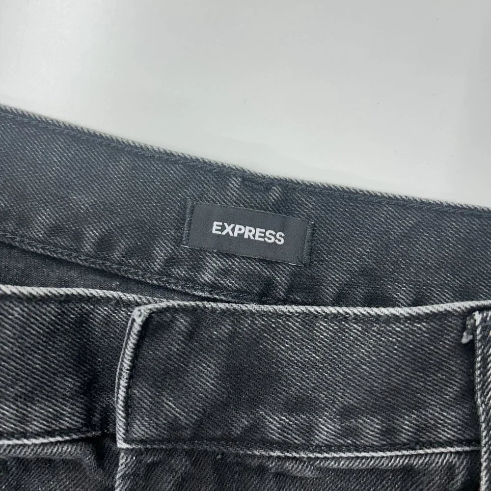 Express 70s Flare Jeans Women’s Size 6 Long 6L Black Mid‎ Rise - Picture 3 of 12